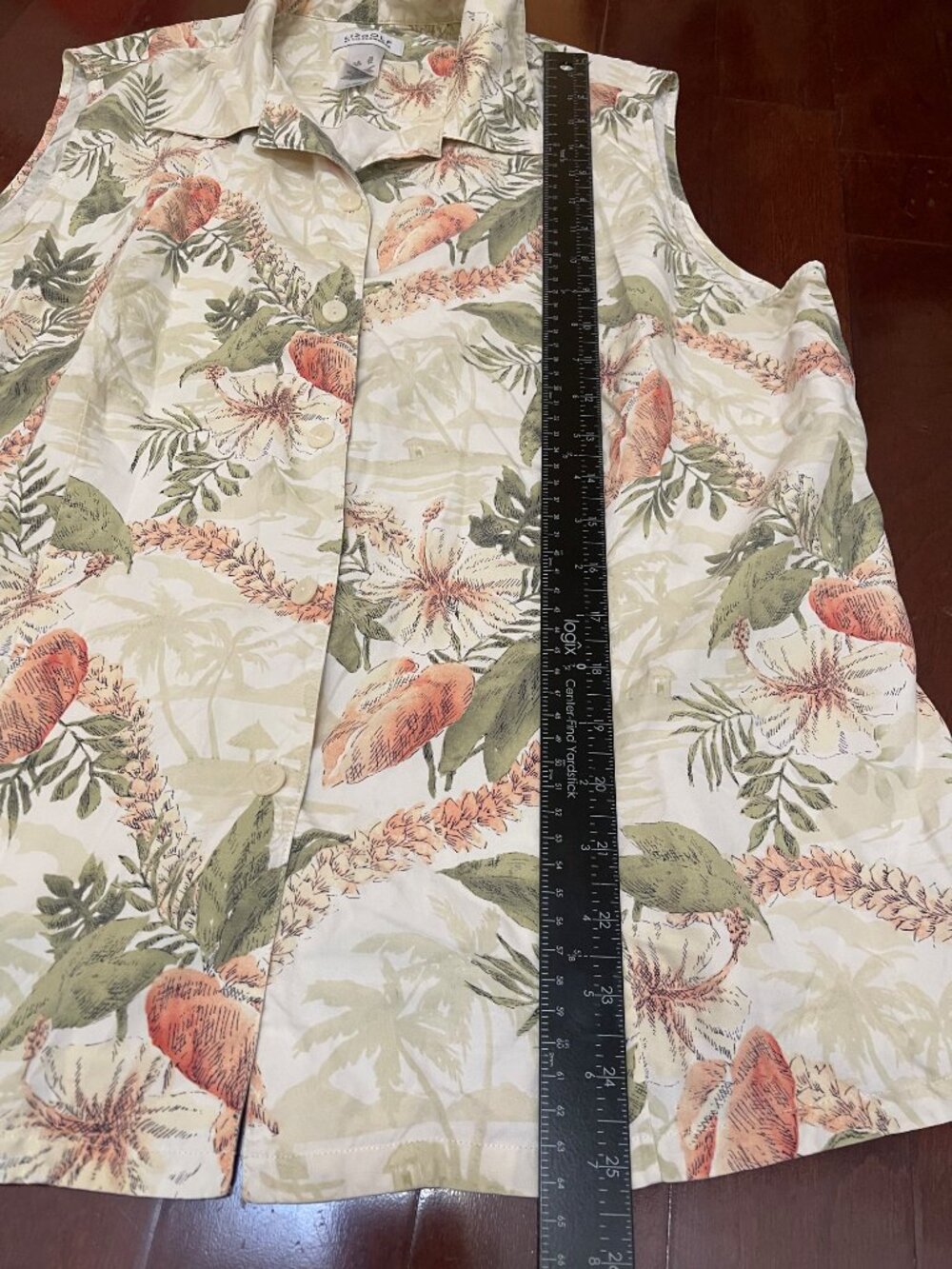 Liz Golf by Liz Claiborne 100% Silk Tropical Sleeveless Blouse XL - Picture 2 of 5